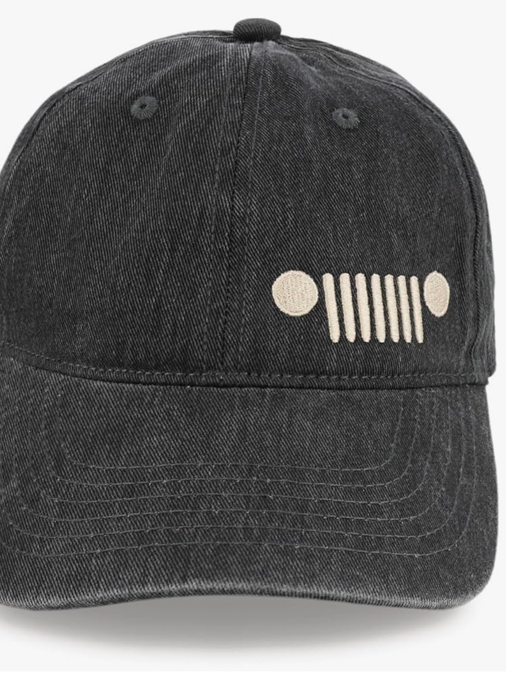 Jeep Black Washed Denim Cap with Cream Grille Logo unisex